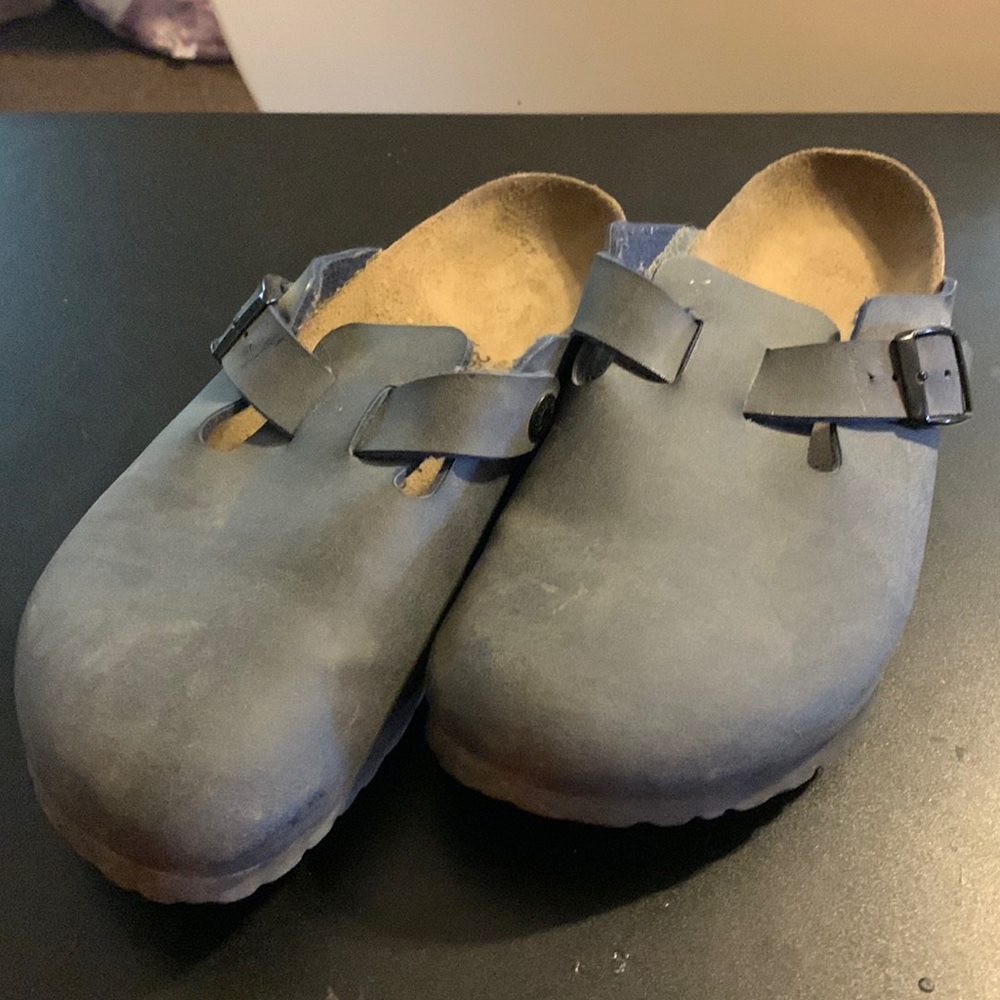 Birkenstock Birki’s womens clogs size 9 navy blue single strap used